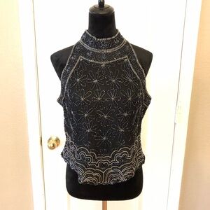 Black beaded evening top